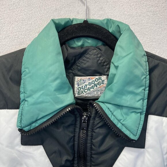 Vintage 90s Outdoor Exchange Relaxed Ski Jacket Womens Medium Black Green Retro - Picture 10 of 16